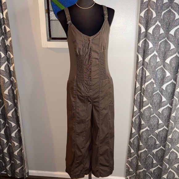 XCVI Pants - XCVI Mocha Brown Cropped Cotton Jumpsuit SZ Small